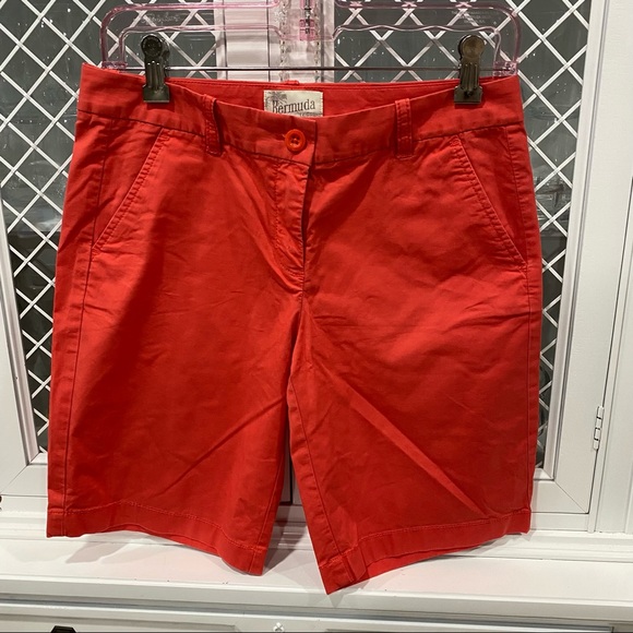 J.Crew Bermuda Short Sz 0 Cotton Blend Coral Red Color